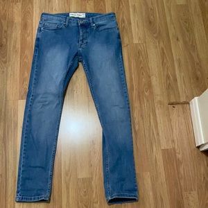 TOPMAN Blue Stretch Skinny Jeans